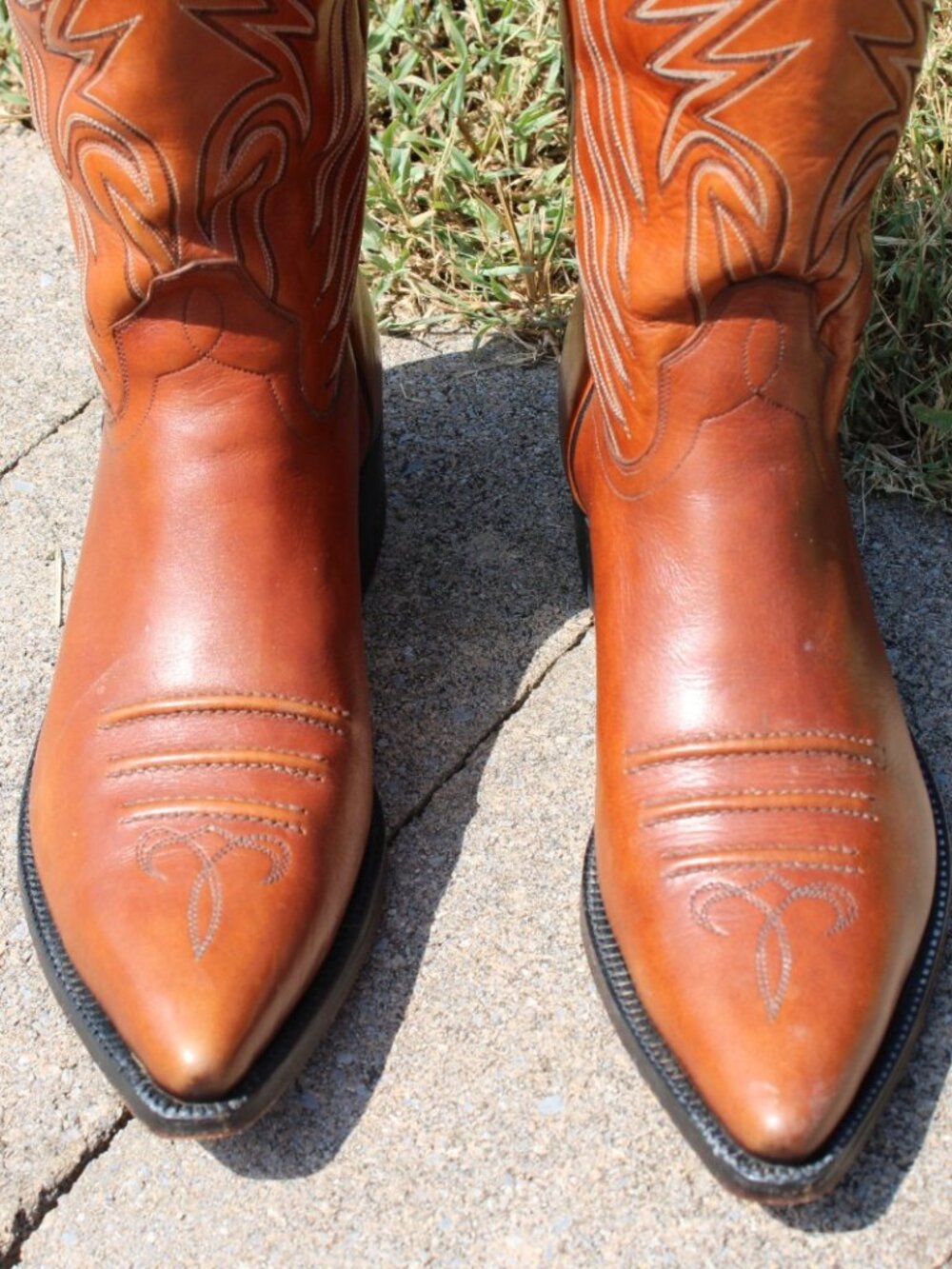 Dan Post cognac calfskin Men's Western Cowboy Boots Size 9D